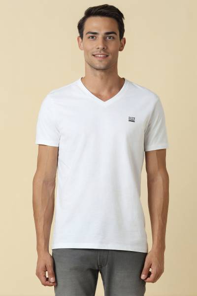 Allen Solly Solid Men V Neck White T-Shirt