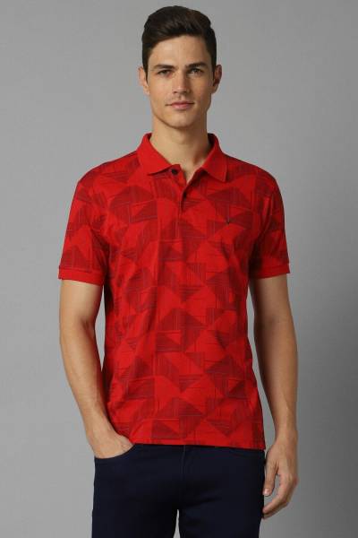 Allen Solly Printed Men Polo Neck Red T-Shirt