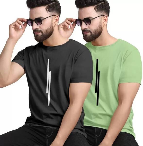 REVIZO Solid Men Round Neck Black T-Shirt
