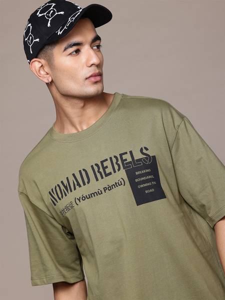 Roadster Printed Men Round Neck Green T-Shirt