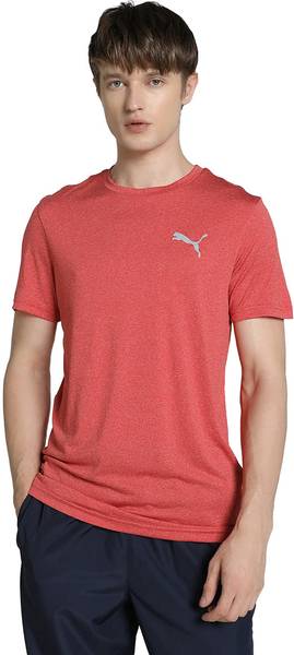 PUMA Solid Men Crew Neck Red T-Shirt