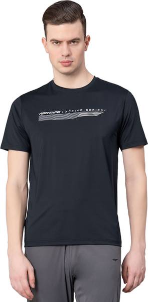 RED TAPE Solid Men Round Neck Black T-Shirt