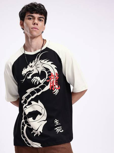 Kook N Keech Printed Men Round Neck Black T-Shirt