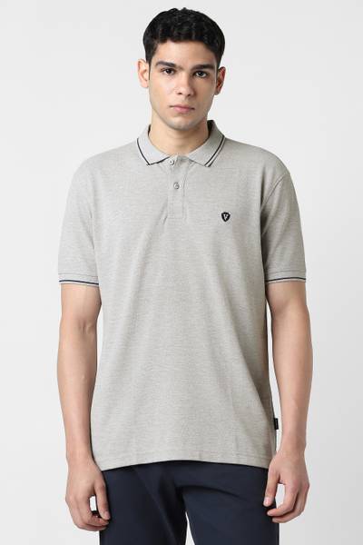 VAN HEUSEN SPORT Solid Men Polo Neck Grey T-Shirt