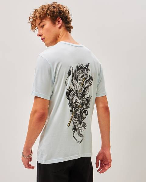BEWAKOOF Printed, Typography Men Round Neck Light Blue T-Shirt