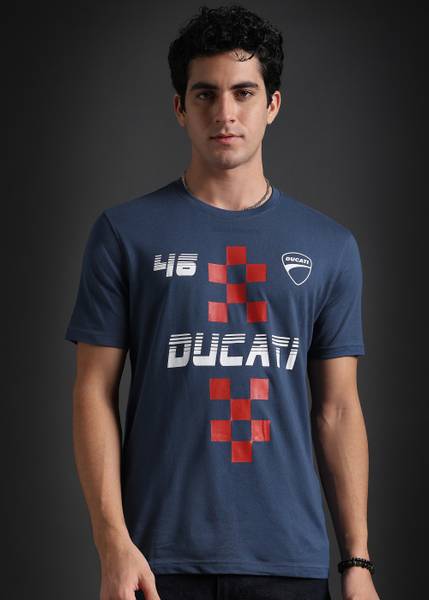 DUCATI Printed Men Crew Neck Blue T-Shirt