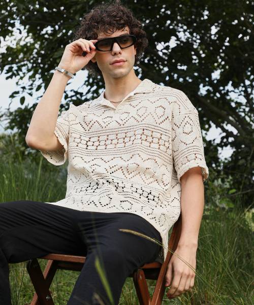 CAMPUS SUTRA Solid Men Polo Neck White T-Shirt