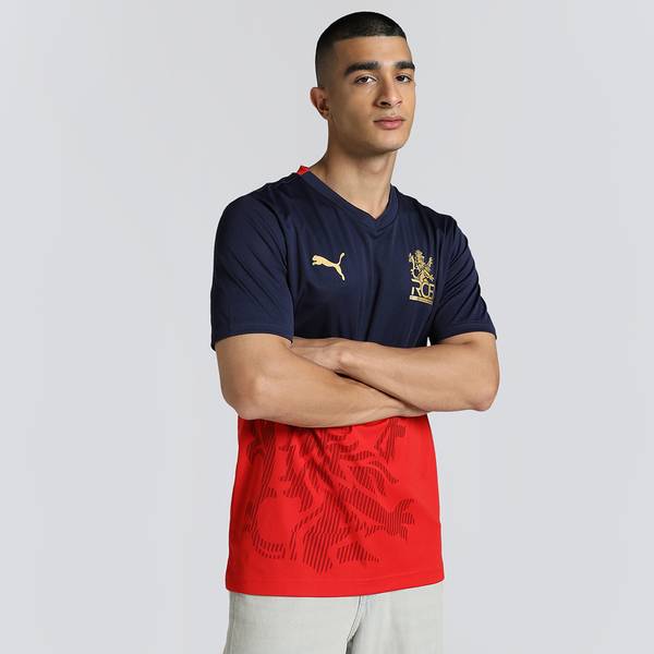 PUMA Printed Men V Neck Blue T-Shirt