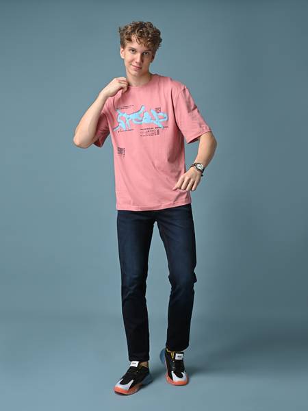 KILLER Printed Men Round Neck Pink T-Shirt