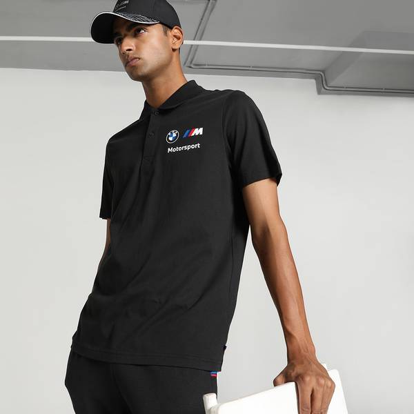 PUMA Solid Men Polo Neck Black T-Shirt