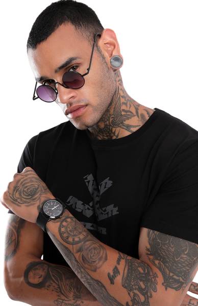 WROGN Printed Men Round Neck Black T-Shirt