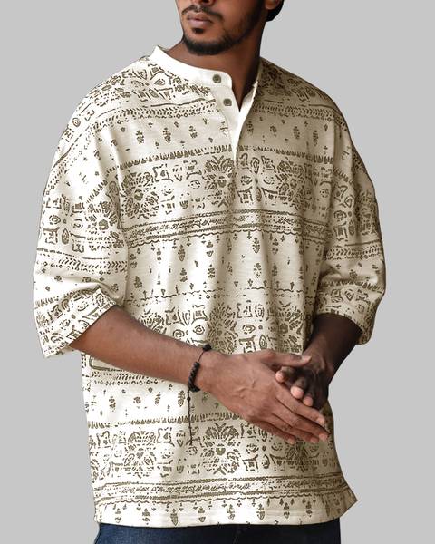 EyeBogler Men Abstract Straight Kurta