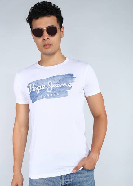 Pepe Jeans Graphic Print Men Round Neck White T-Shirt