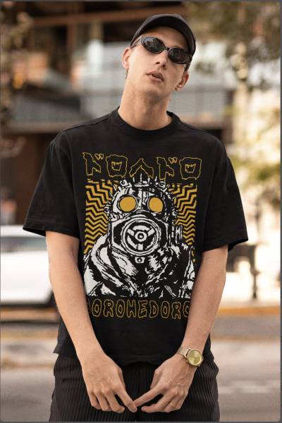 Urban Street Printed Men Round Neck Black T-Shirt