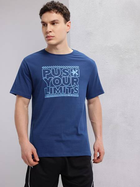 HRX by Hrithik Roshan Printed Men Round Neck Blue T-Shirt