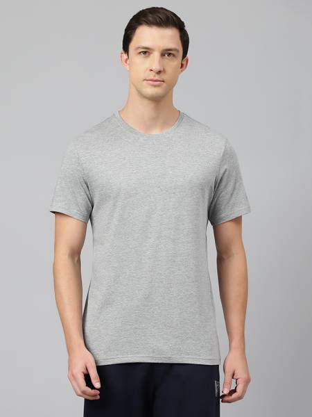 VAN HEUSEN Solid Men Crew Neck Grey T-Shirt