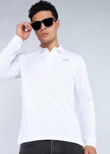 Pepe Jeans Solid Men Polo Neck White T-Shirt