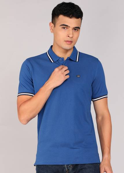 Arrow Sport Solid Men Polo Neck Blue T-Shirt