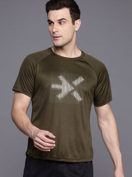 HRX by Hrithik Roshan Printed Men Round Neck Green T-Shirt