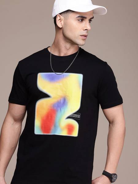 FCUK Printed Men Round Neck Black T-Shirt