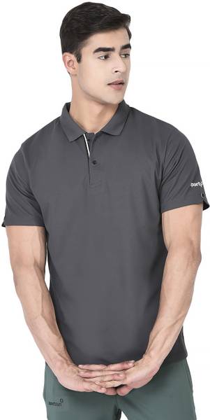 Sport Sun Solid Men Polo Neck Grey T-Shirt
