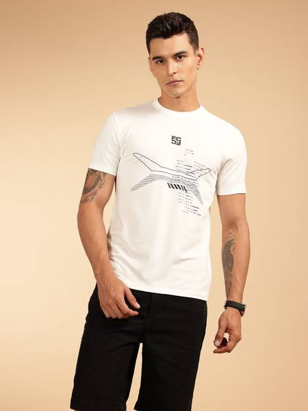 French Connection Printed Men Round Neck White T-Shirt