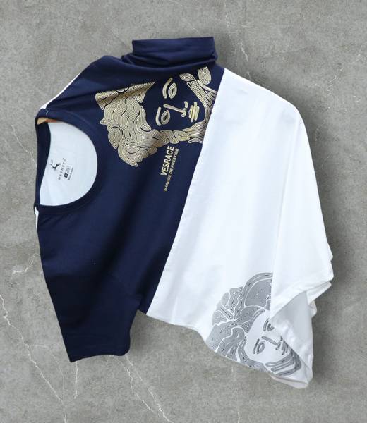 Magneto Printed Men Round Neck Navy Blue T-Shirt