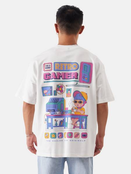 The Souled Store Printed Men Round Neck White T-Shirt