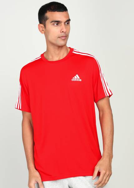 ADIDAS Solid Men Round Neck Red T-Shirt