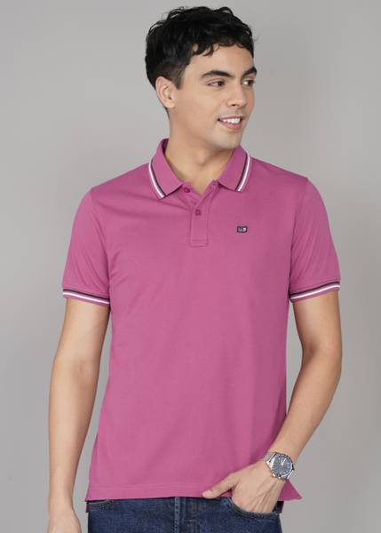 ARROW Solid Men Polo Neck Purple T-Shirt