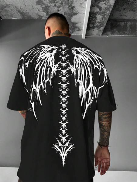 THALASI Graphic Print Men Crew Neck Black T-Shirt