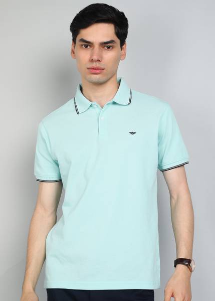PARK AVENUE Solid Men Polo Neck Light Blue T-Shirt