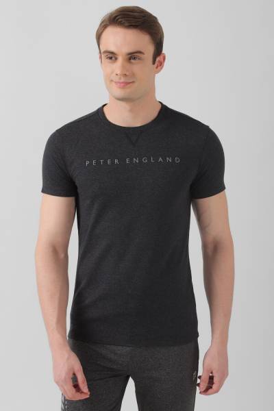 PETER ENGLAND Graphic Print Men Round Neck Black T-Shirt