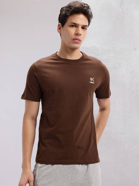 HRX by Hrithik Roshan Printed Men Round Neck Brown T-Shirt