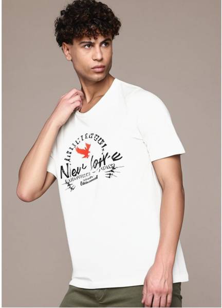 MACK JONNEY Typography Men Round Neck White T-Shirt