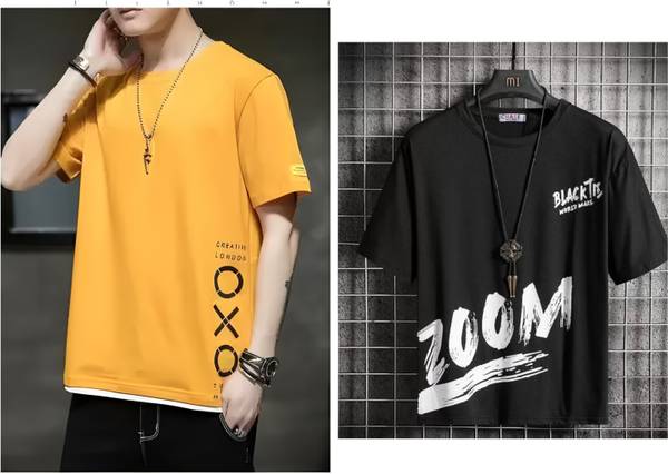 Pachirisu Graphic Print Men Round Neck Yellow, Black T-Shirt