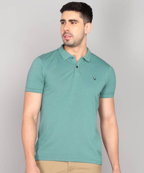 Allen Solly Solid Men Polo Neck Green T-Shirt