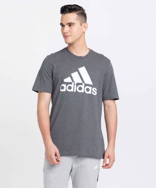 ADIDAS Printed Men Round Neck Grey T-Shirt