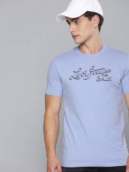 LEVI'S Typography Men Round Neck Blue T-Shirt
