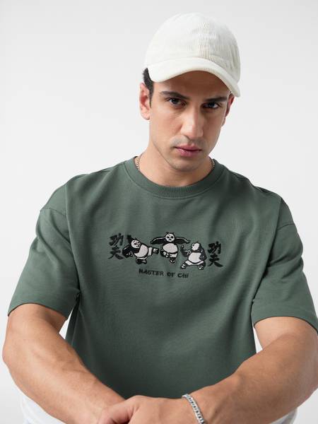 The Souled Store Cartoon Men Round Neck Green T-Shirt