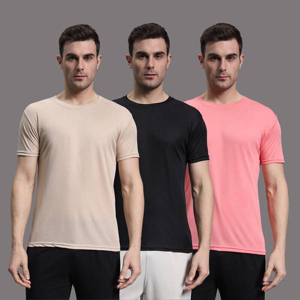 InkTees Solid Men Round Neck Multicolor T-Shirt