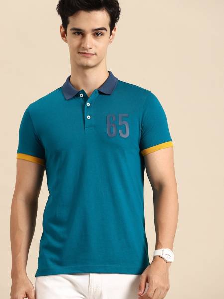 United Colors of Benetton Solid Men Polo Neck Dark Green T-Shirt