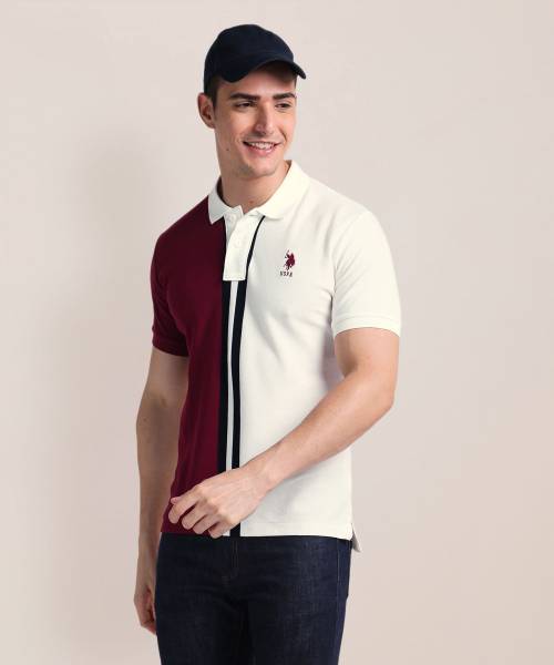 U.S. POLO ASSN. Colorblock Men Polo Neck Red T-Shirt