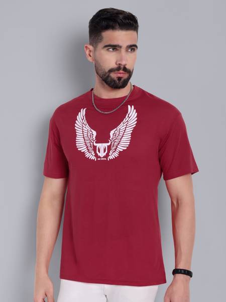 Go Devil Printed Men Round Neck Red T-Shirt