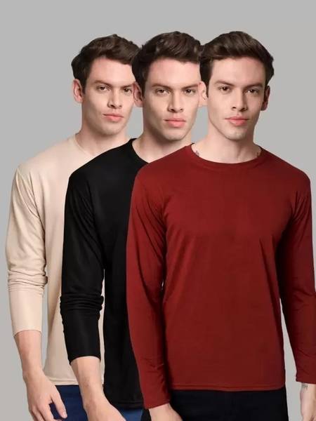 SYM Solid Men Round Neck Multicolor T-Shirt