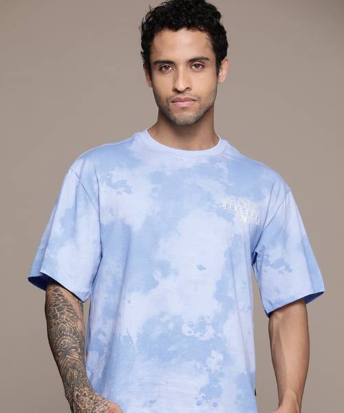 Roadster Conversational Men Round Neck Blue T-Shirt