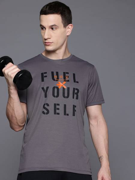 HRX by Hrithik Roshan Printed Men Round Neck Black T-Shirt
