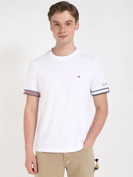 TOMMY HILFIGER Solid Men Crew Neck White T-Shirt