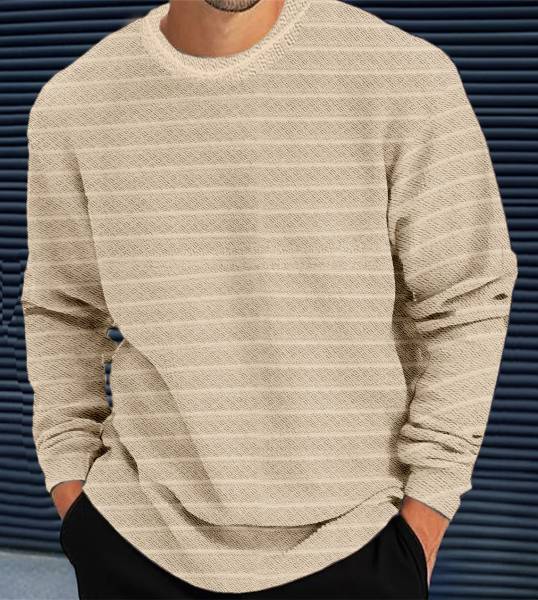 Force Solid Men Round Neck Beige T-Shirt