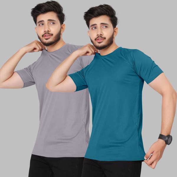 M7 By Metronaut Solid Men Round Neck Multicolor T-Shirt